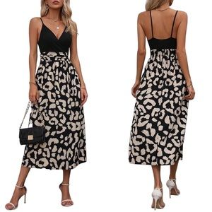 🎉6/$26🎉SHEIN Clasi Leopard Print Split Thigh Cami Dress